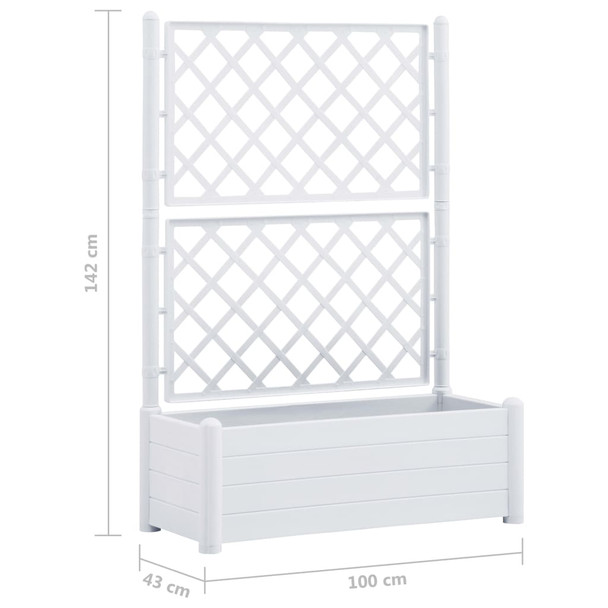 Vrtna sadilica s rešetkom 100 x 43 x 142 cm PP bijela