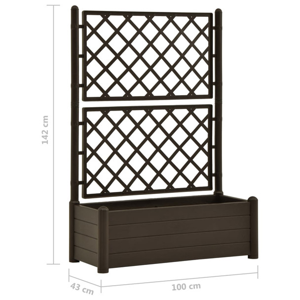 Vrtna sadilica s rešetkom 100 x 43 x 142 cm PP boja kave