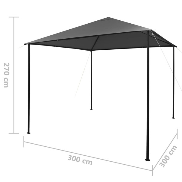 Sjenica od tkanine i čelika 3 x 3 m antracit 180 g/m²