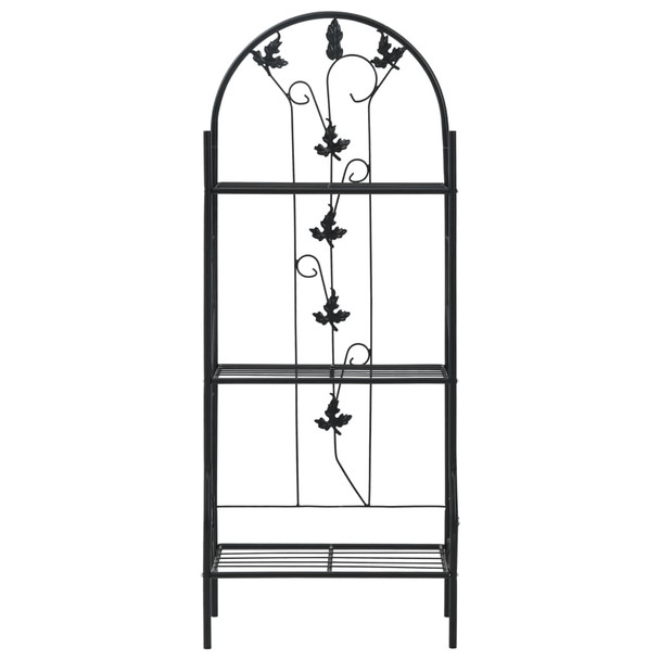 Stalak za biljke s 3 razine crni 52 x 28 x 128 cm željezni