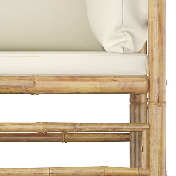 2-dijelna vrtna garnitura od bambusa s krem bijelim jastucima