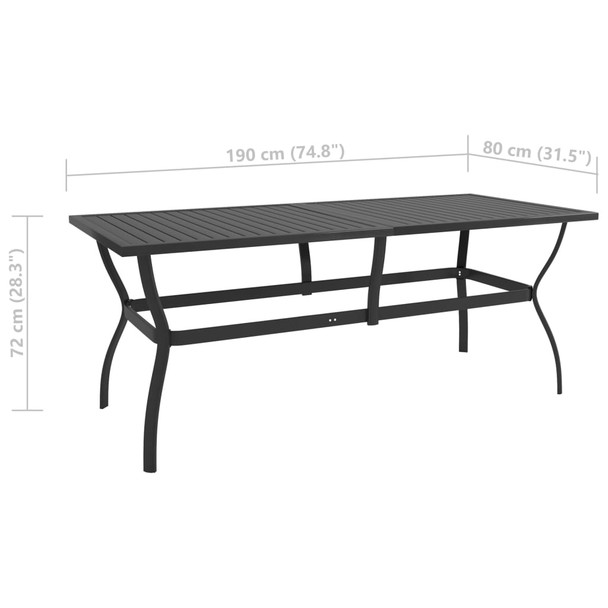 Vrtni stol antracit 190 x 80 x 72 cm čelični