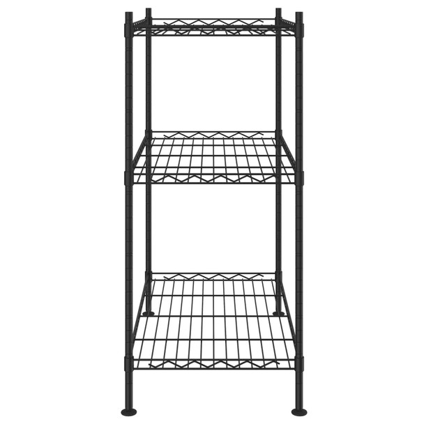 Stalak za pohranu s 3 razine 60 x 35 x 76 cm crni 150 kg