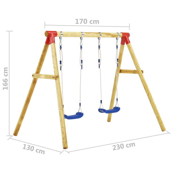 Set ljuljački 230 x 130 x 166 cm od borovine