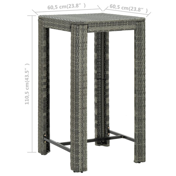 Vrtni barski stol sivi 60,5 x 60,5 x 110,5 cm od poliratana