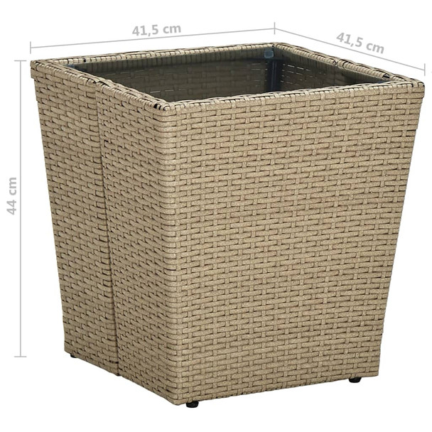 Stolić za čaj bež 41,5x41,5x44 cm poliratan i kaljeno staklo