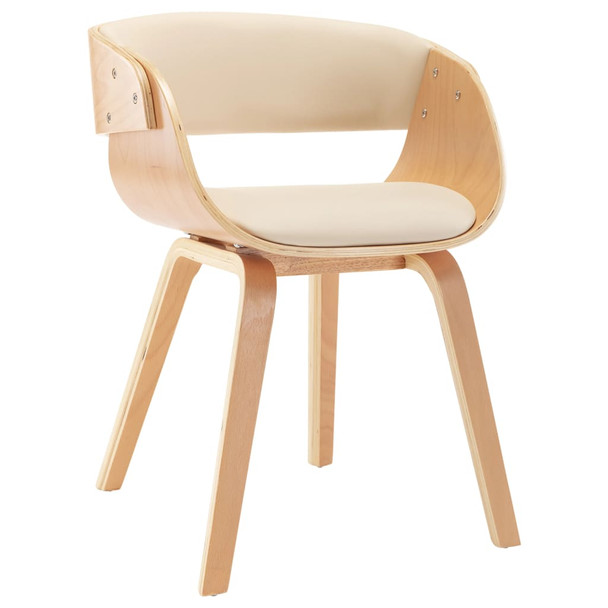 Blagovaonska stolica od savijenog drva i umjetne kože krem