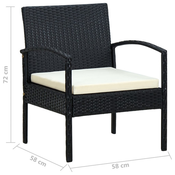 Vrtna stolica od poliratana s jastukom crna