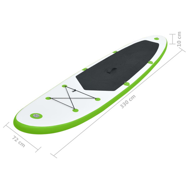 Set daske za veslanje stojeći na napuhavanje zeleno-bijeli