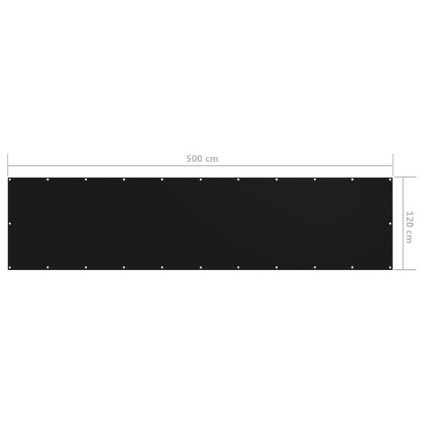 Balkonski zastor crni 120 x 500 cm od tkanine Oxford