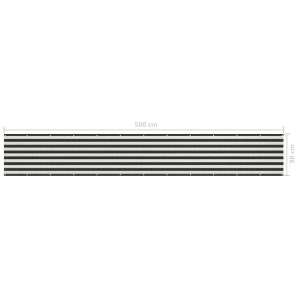 Balkonski zastor HDPE 90 x 500 cm antracit i bijeli