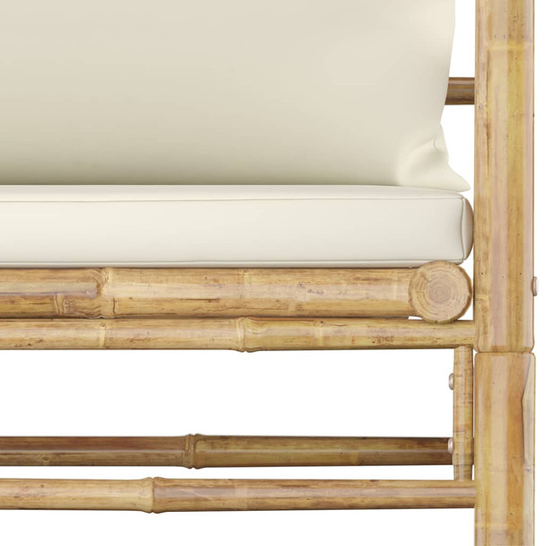 12-dijelna vrtna garnitura od bambusa s krem bijelim jastucima