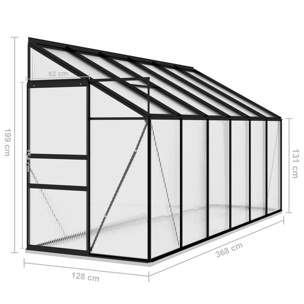 Staklenik od aluminija antracit 7,77 m³