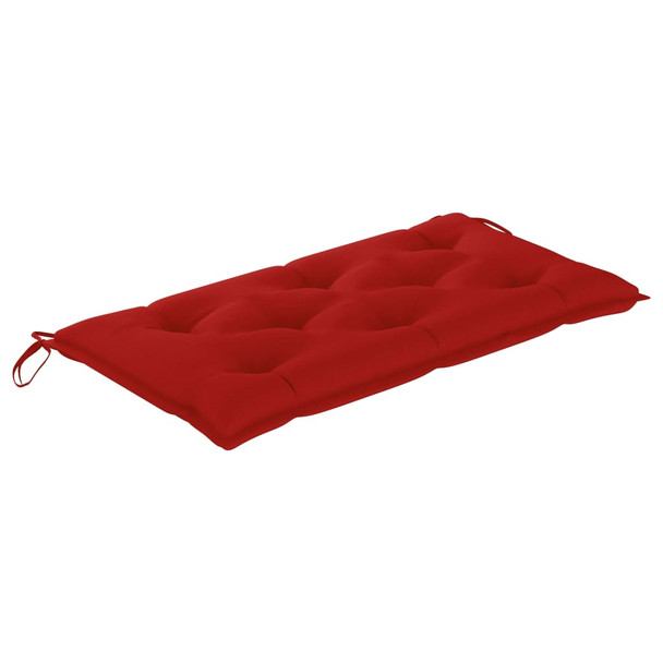 Vrtna klupa s crvenim jastukom 112 cm od masivne tikovine