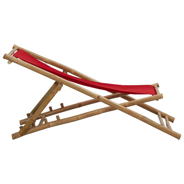 Ležaljka od bambusa i platna crvena