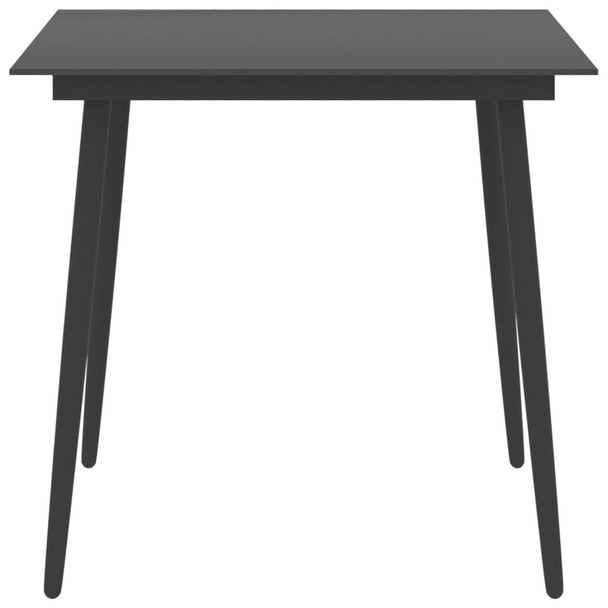 Vrtni blagovaonski stol crni 80 x 80 x 74 cm od Ã„Âelika i stakla