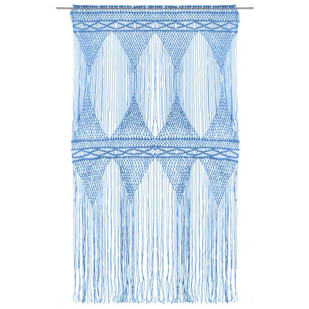 Zavjesa s makrameom plava 140 x 240 cm pamuÃ„Âna