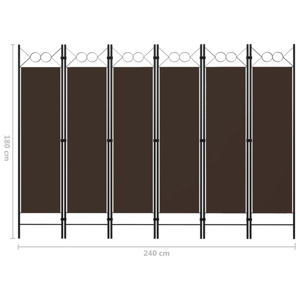 Sobna pregrada sa 6 panela smeđa 240 x 180 cm