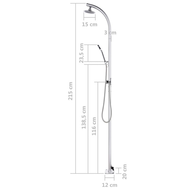 Vrtni tuš 215 cm aluminijski