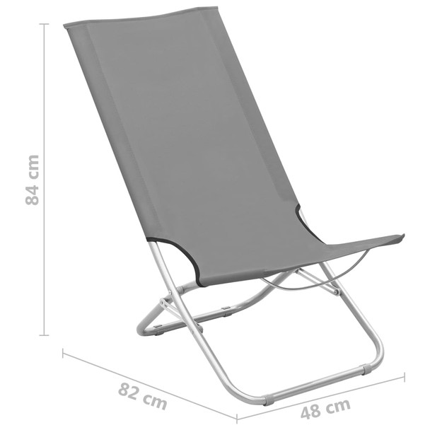 Sklopive stolice za plaÅ¾u od tkanine 2 kom sive
