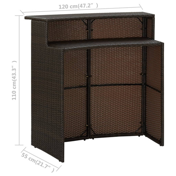 Vrtni barski stol smeđi 120 x 55 x 110 cm od poliratana