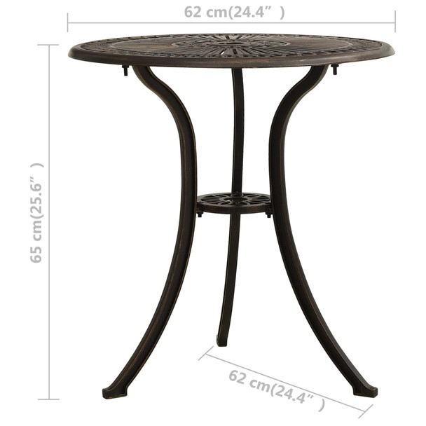 Vrtni stol brončani 62 x 62 x 65 cm od lijevanog aluminija