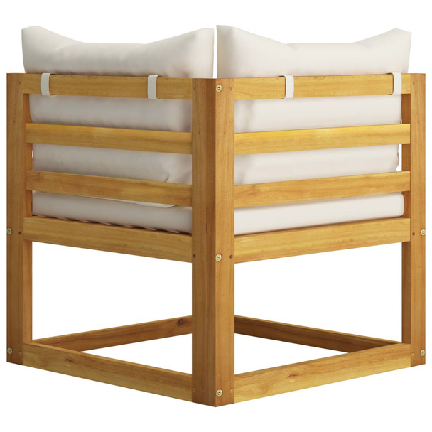 Modularna kutna sofa i krem bijeli jastuci bagremovo drvo