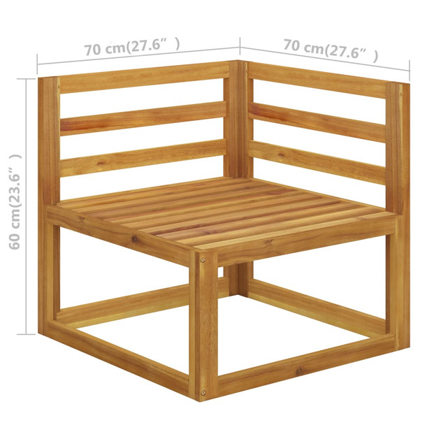 Modularna kutna sofa i krem bijeli jastuci bagremovo drvo