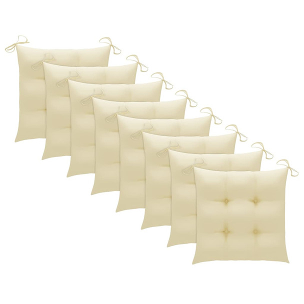 Vrtne stolice s krem bijelim jastucima 8 kom masivna tikovina