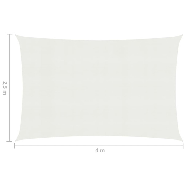 Jedro za zaštitu od sunca 160 g/m² bijelo 2,5 x 4 m HDPE