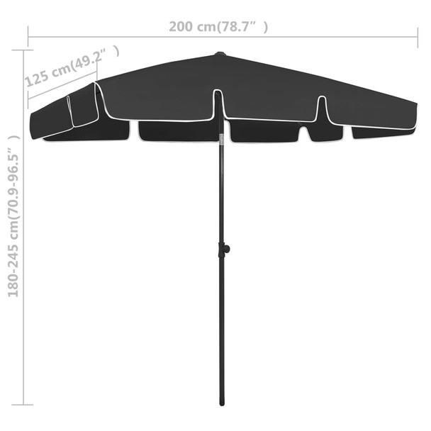 Suncobran za plažu crni 200 x 125 cm