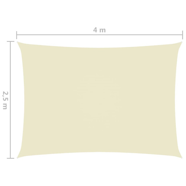 Jedro protiv sunca od tkanine Oxford pravokutno 2,5 x 4 m krem