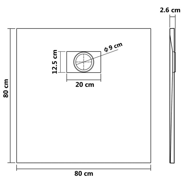 Kada za tuš SMC smeđa 80 x 80 cm