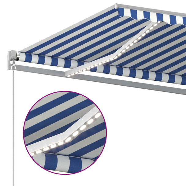Automatska tenda sa senzorom LED 450 x 350 cm plavo-bijela