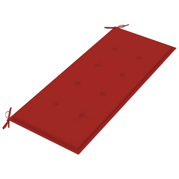 Klupa Batavia s crvenim jastukom 120 cm od masivne tikovine