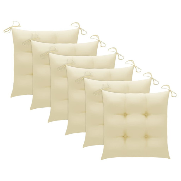 Vrtne stolice s krem bijelim jastucima 6 kom masivna tikovina