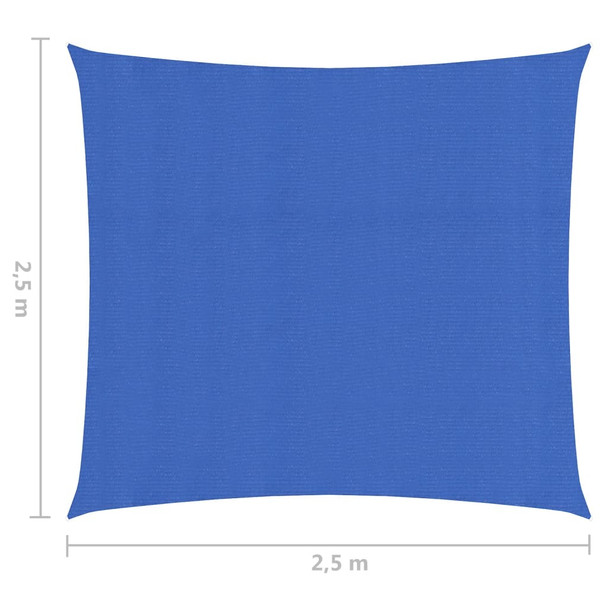 Jedro za zaštitu od sunca 160 g/m² plavo 2,5 x 2,5 m HDPE