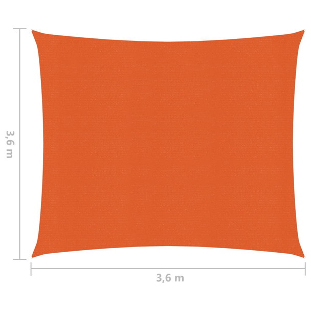 Jedro za zaštitu od sunca 160 g/m² narančasto 3,6 x 3,6 m HDPE