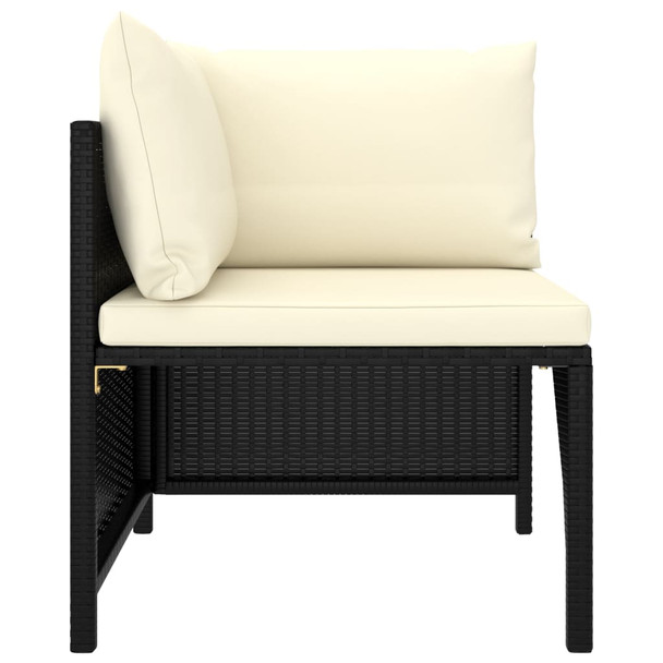 Modularna kutna sofa od poliratana s jastucima crna