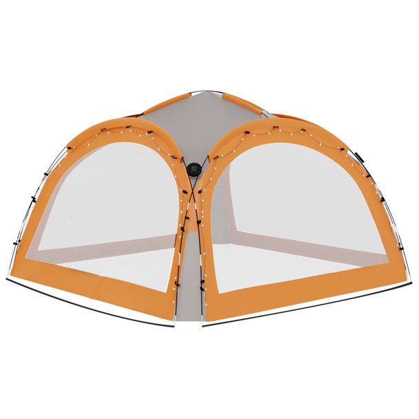 Šator za zabave s 4 bočna zida LED 3,6x3,6x2,3 m sivo-narančast