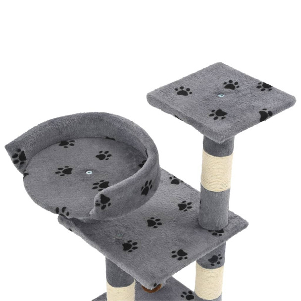 Penjalica za mačke sa stupovima za grebanje od sisala 65 cm siva s uzorkom šapa