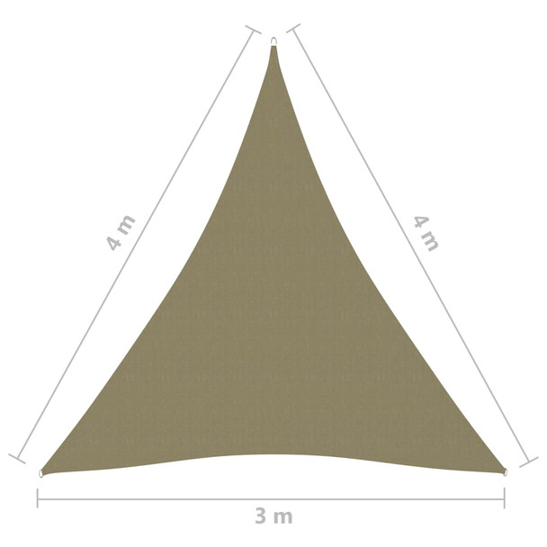 Jedro za zaštitu od sunca od tkanine trokutasto 3 x 4 x 4 m bež