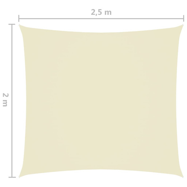 Jedro protiv sunca od tkanine Oxford pravokutno 2 x 2,5 m krem