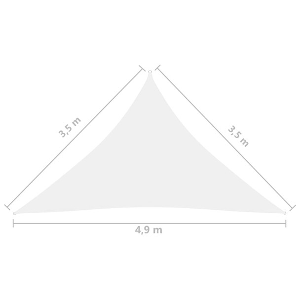 Jedro protiv sunca od tkanine trokutasto 3,5x3,5x4,9 m bijelo