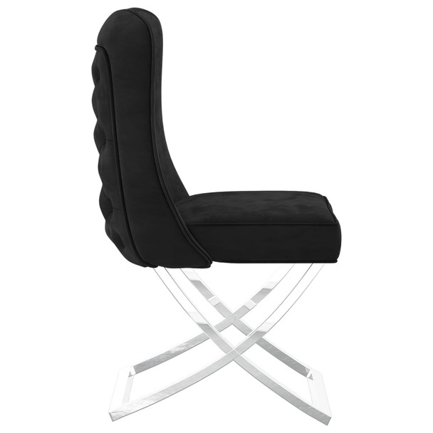 Blagovaonska stolica crna 53x52x98 cm baršun i nehrđajući čelik