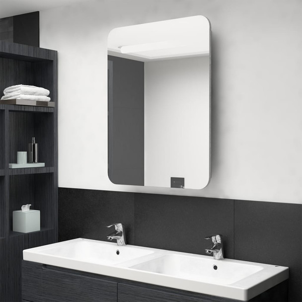 LED kupaonski ormarić s ogledalom siva boja betona 60x11x80 cm