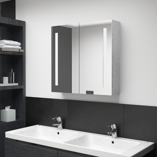 LED kupaonski ormarić s ogledalom siva boja betona 62x14x60 cm