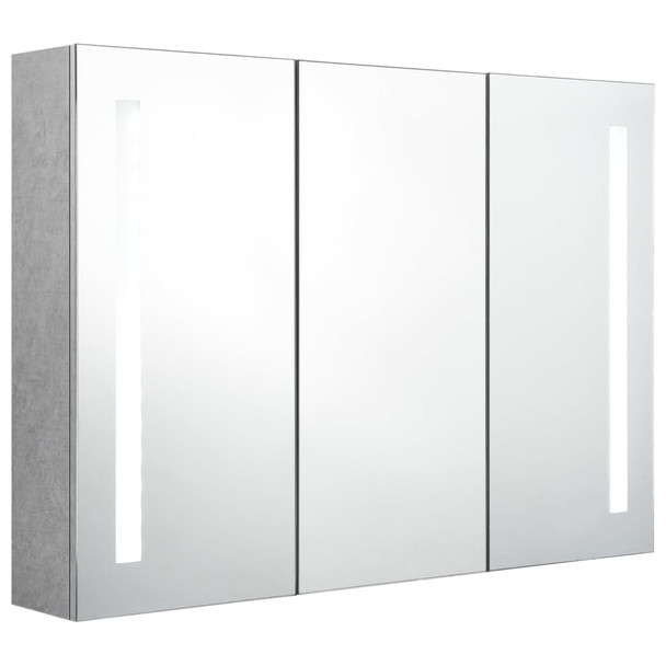 LED kupaonski ormarić s ogledalom boja betona 89 x 14 x 62 cm