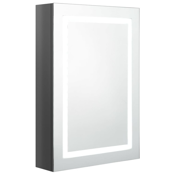 LED kupaonski ormarić s ogledalom sjajni sivi 50 x 13 x 70 cm
