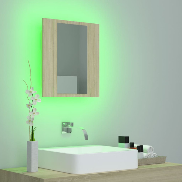 LED kupaonski ormarić s ogledalom boja hrasta 40 x 12 x 45 cm